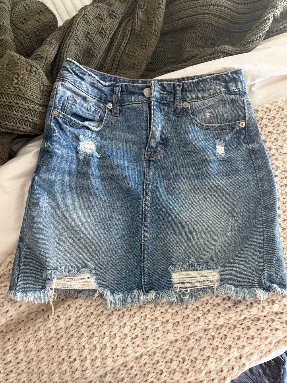Wild Fable Denim Mini Skirt Distressed 00